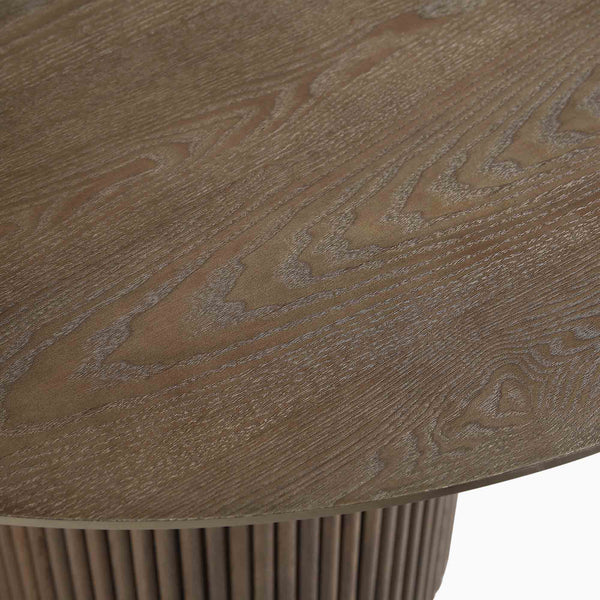 Maru Round Oak Pedestal Dining Table, Silver Oak