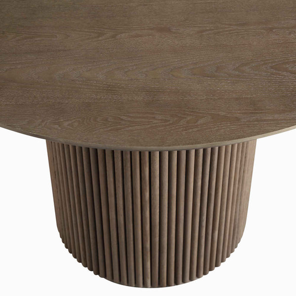 Maru Round Oak Pedestal Dining Table, Silver Oak