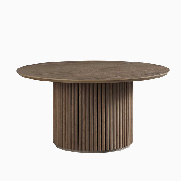 Maru Round Oak Pedestal Coffee Table, Silver Oak