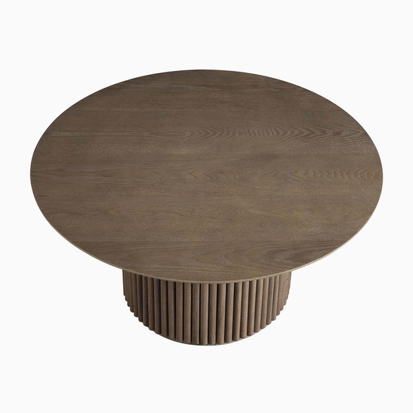 Maru Round Oak Pedestal Coffee Table, Silver Oak