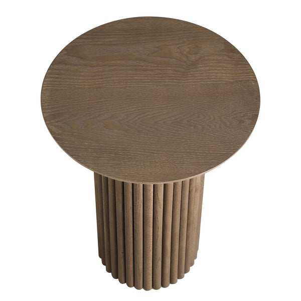 Maru Oak Round Side Table, Silver Oak