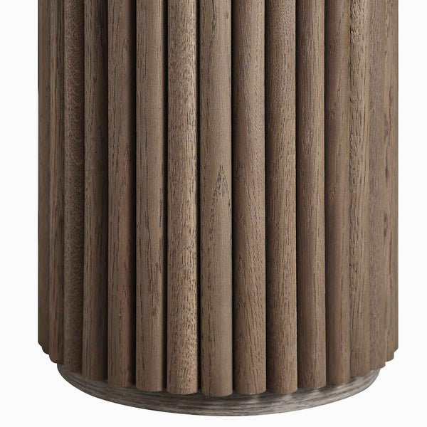 Maru Oak Round Side Table, Silver Oak