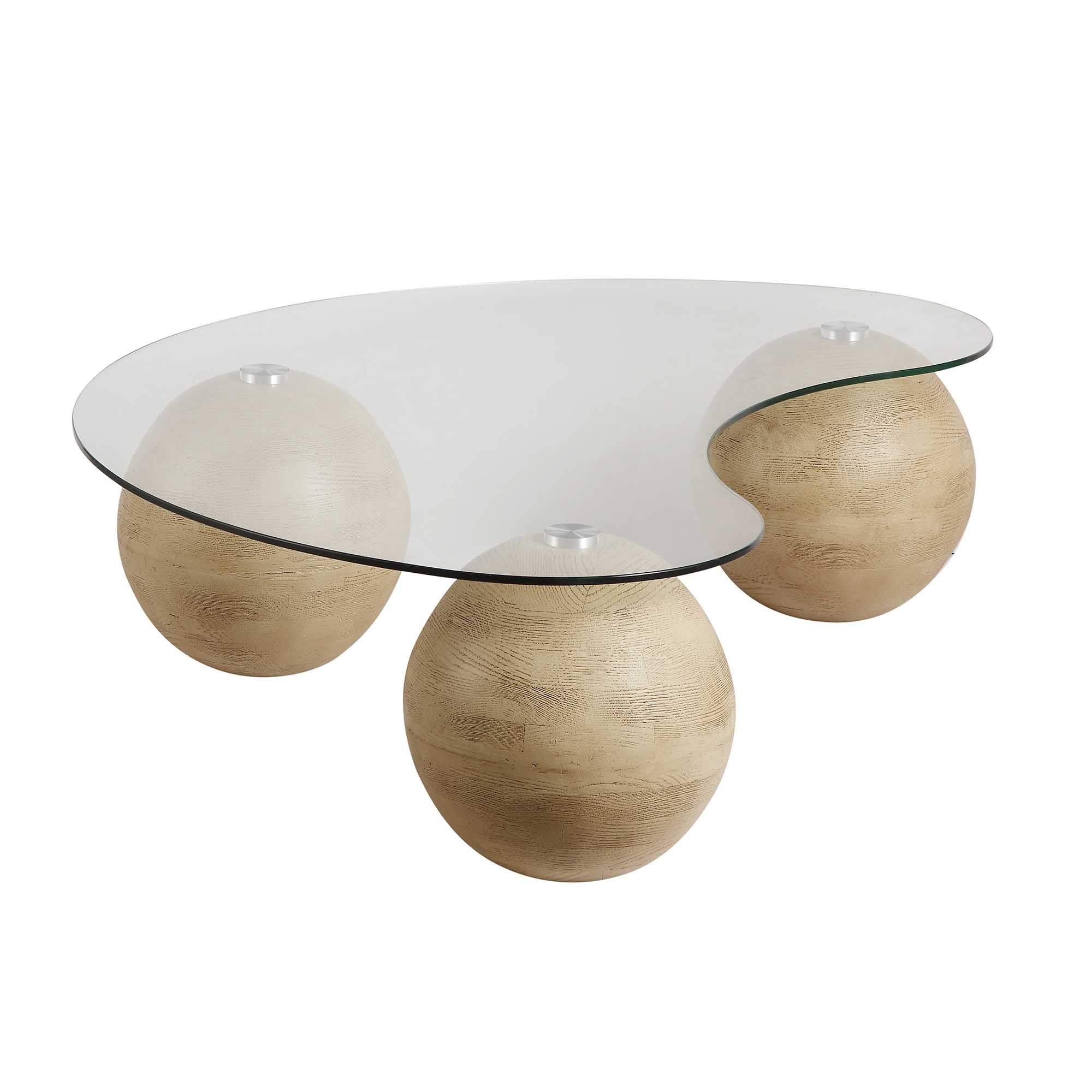 Sveti Curved Glass Coffee Table, Natural