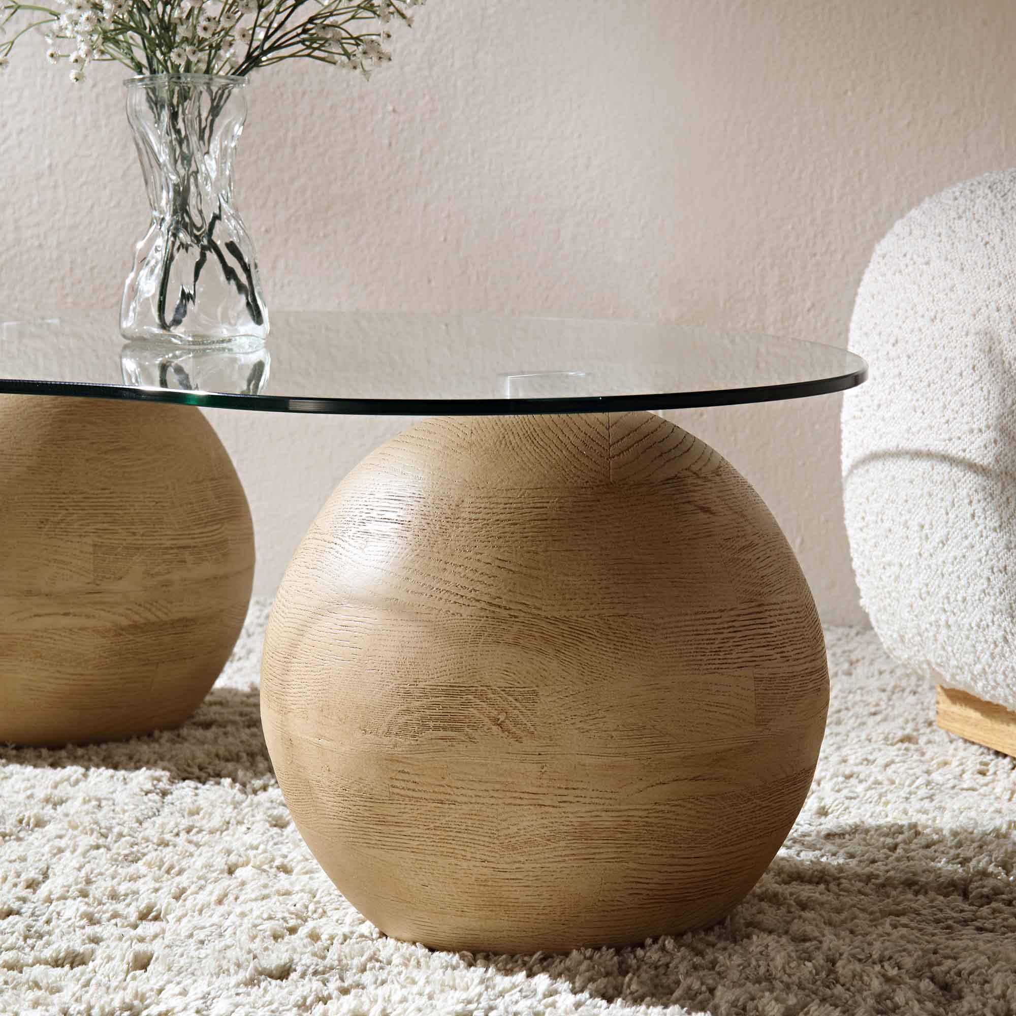 Sveti Curved Glass Coffee Table, Natural