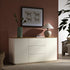 Agnes Curved Edge 2 Door 3 Drawer Wide Sideboard, Off White with Oak Top