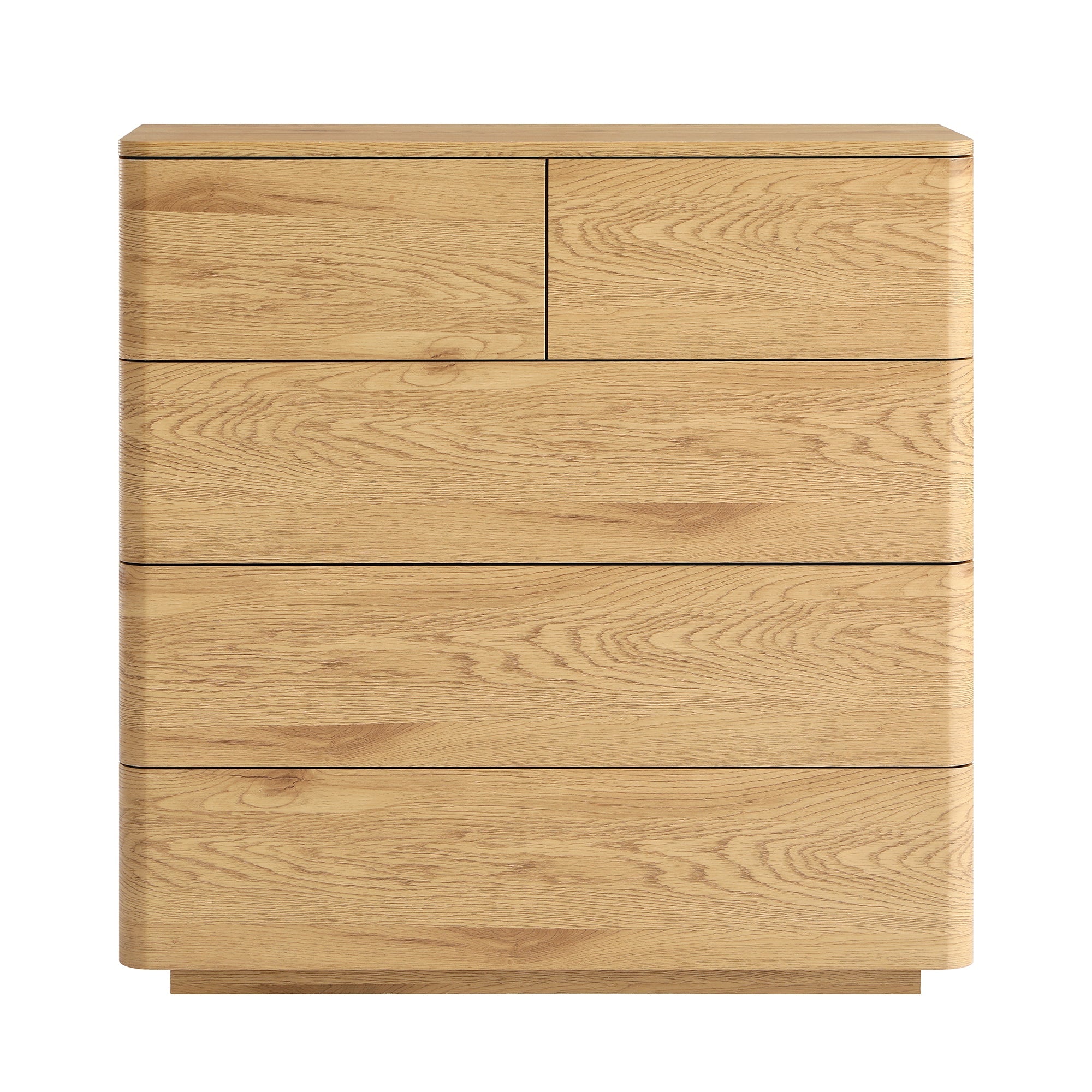 Agnes Curved Edge 5 Drawer Dresser, Natural