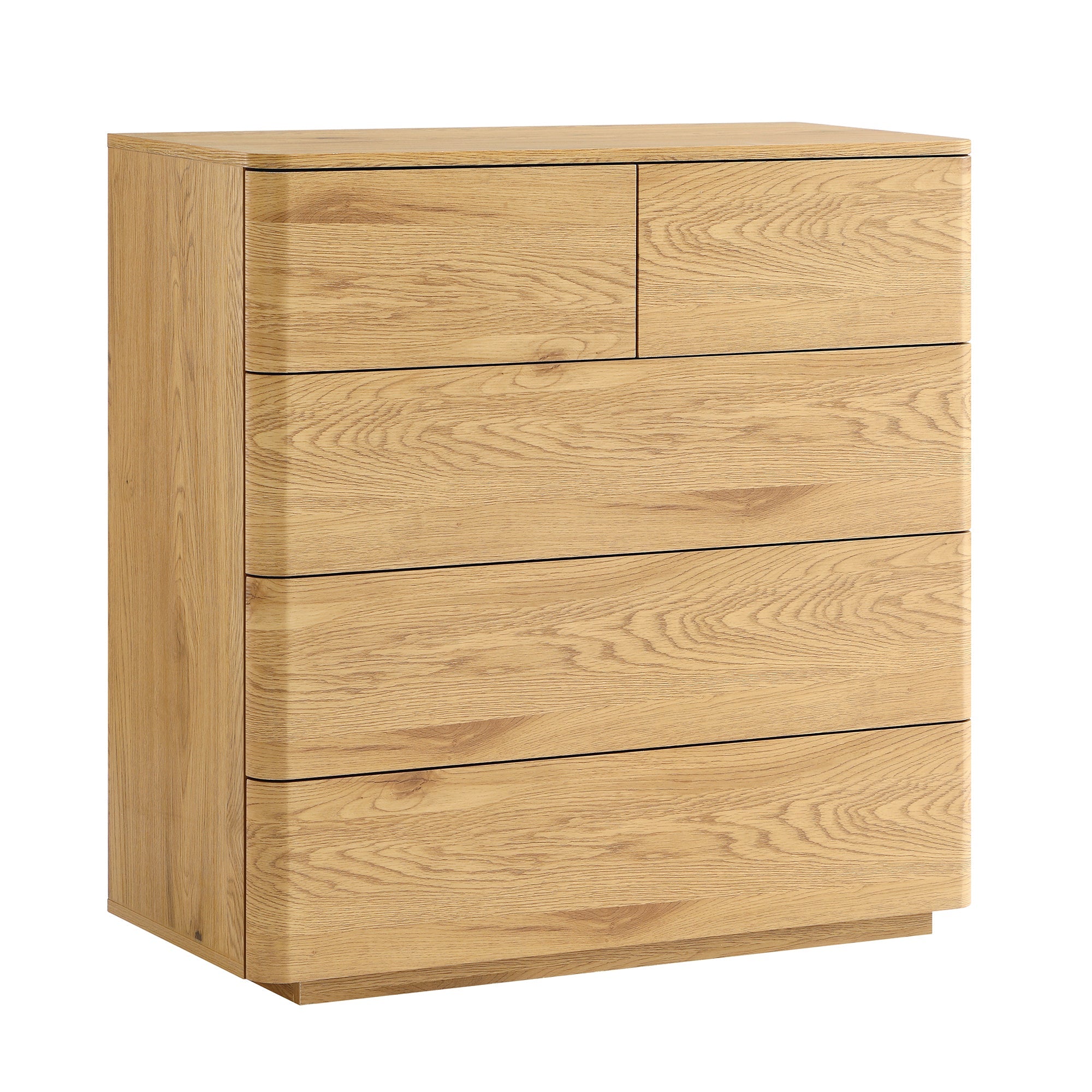 Agnes Curved Edge 5 Drawer Dresser, Natural