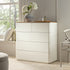 Agnes Curved Edge 5 Drawer Dresser, Off White with Oak Top