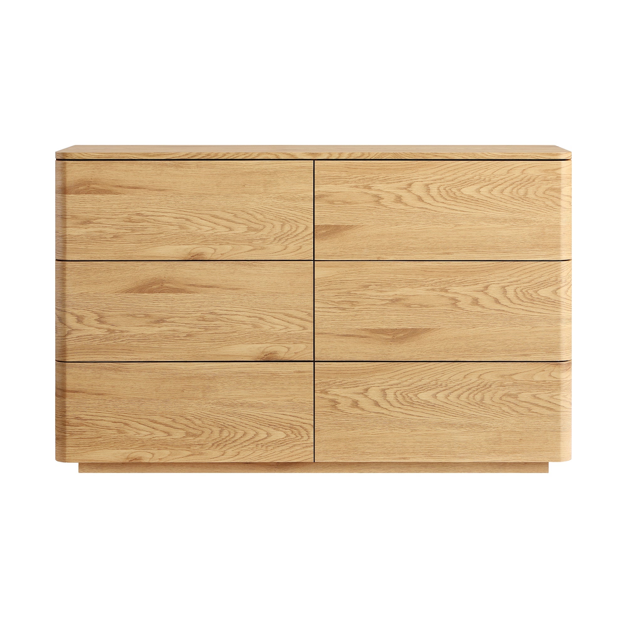 Agnes Curved Edge 6 Drawer Dresser, Natural