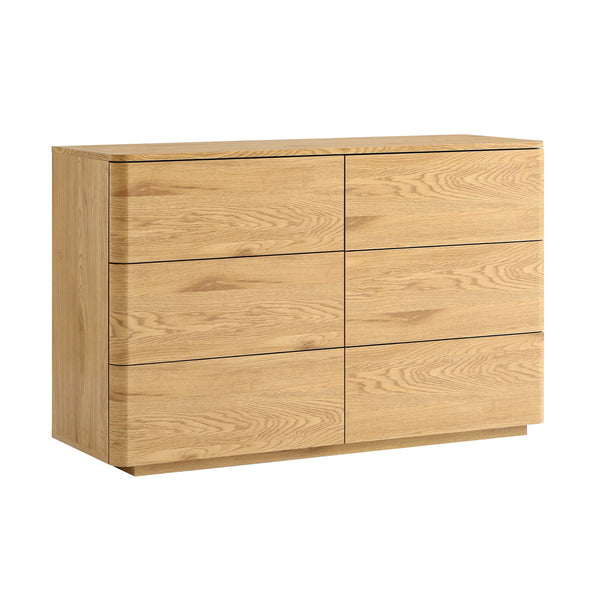 Agnes Curved Edge 6 Drawer Dresser, Natural