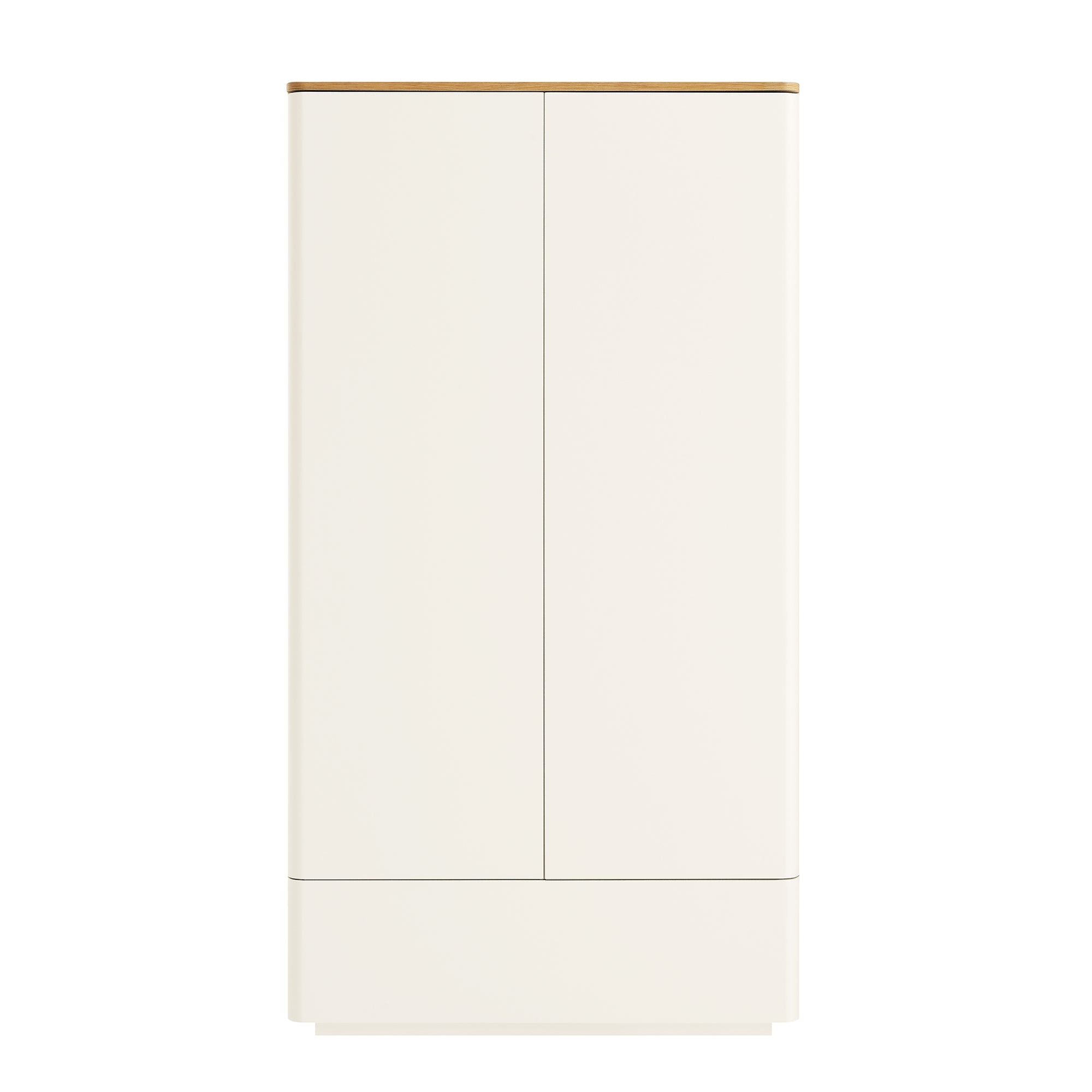 Agnes Curved Edge Double Closet, Off White with Oak Top