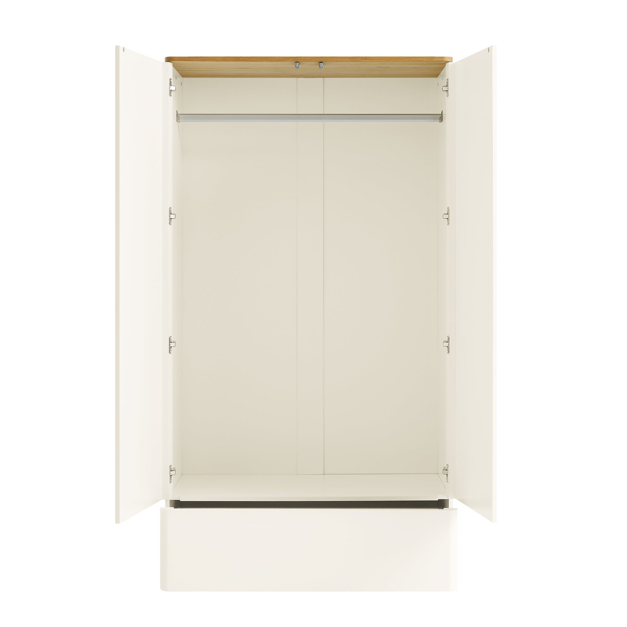 Agnes Curved Edge Double Closet, Off White with Oak Top