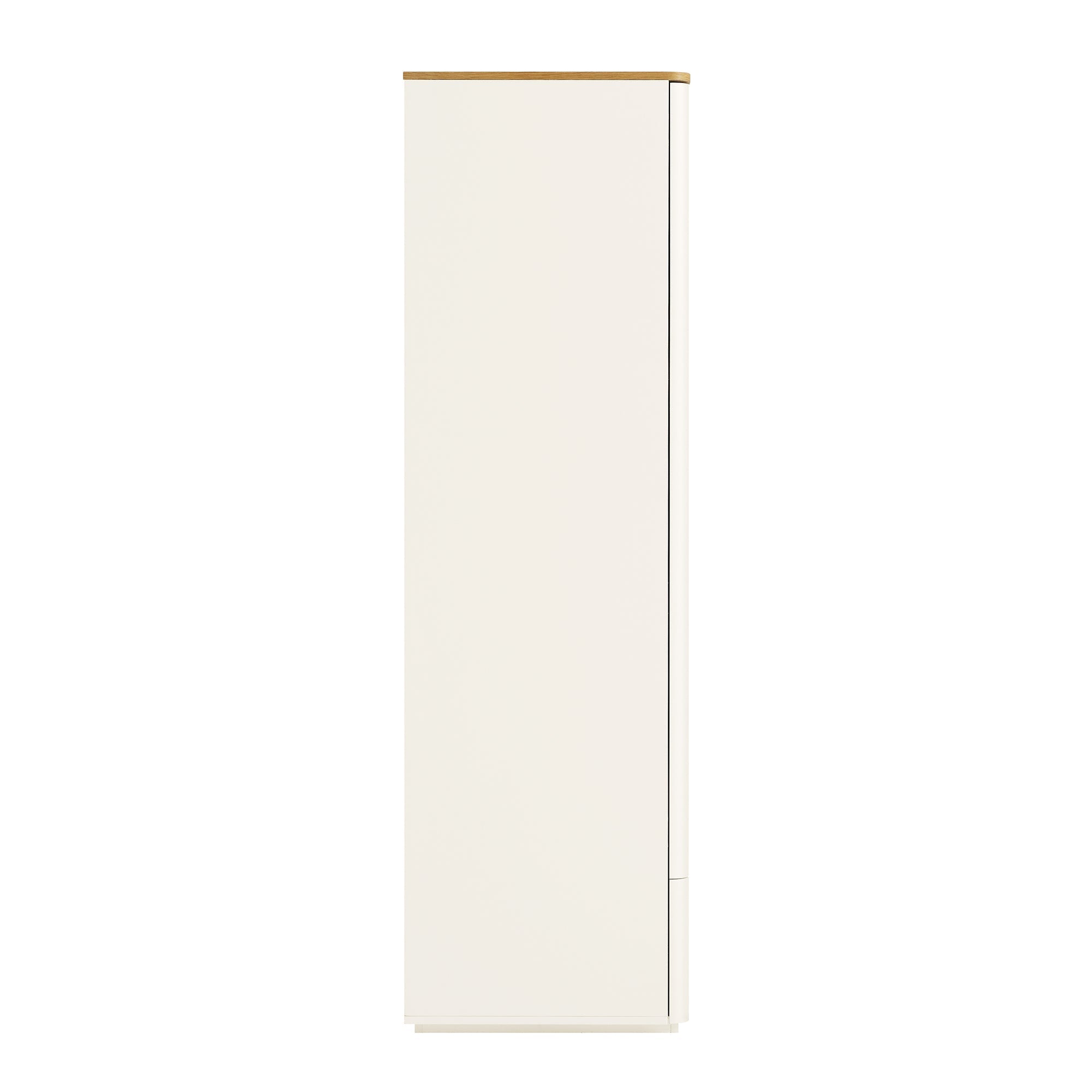 Agnes Curved Edge Double Closet, Off White with Oak Top