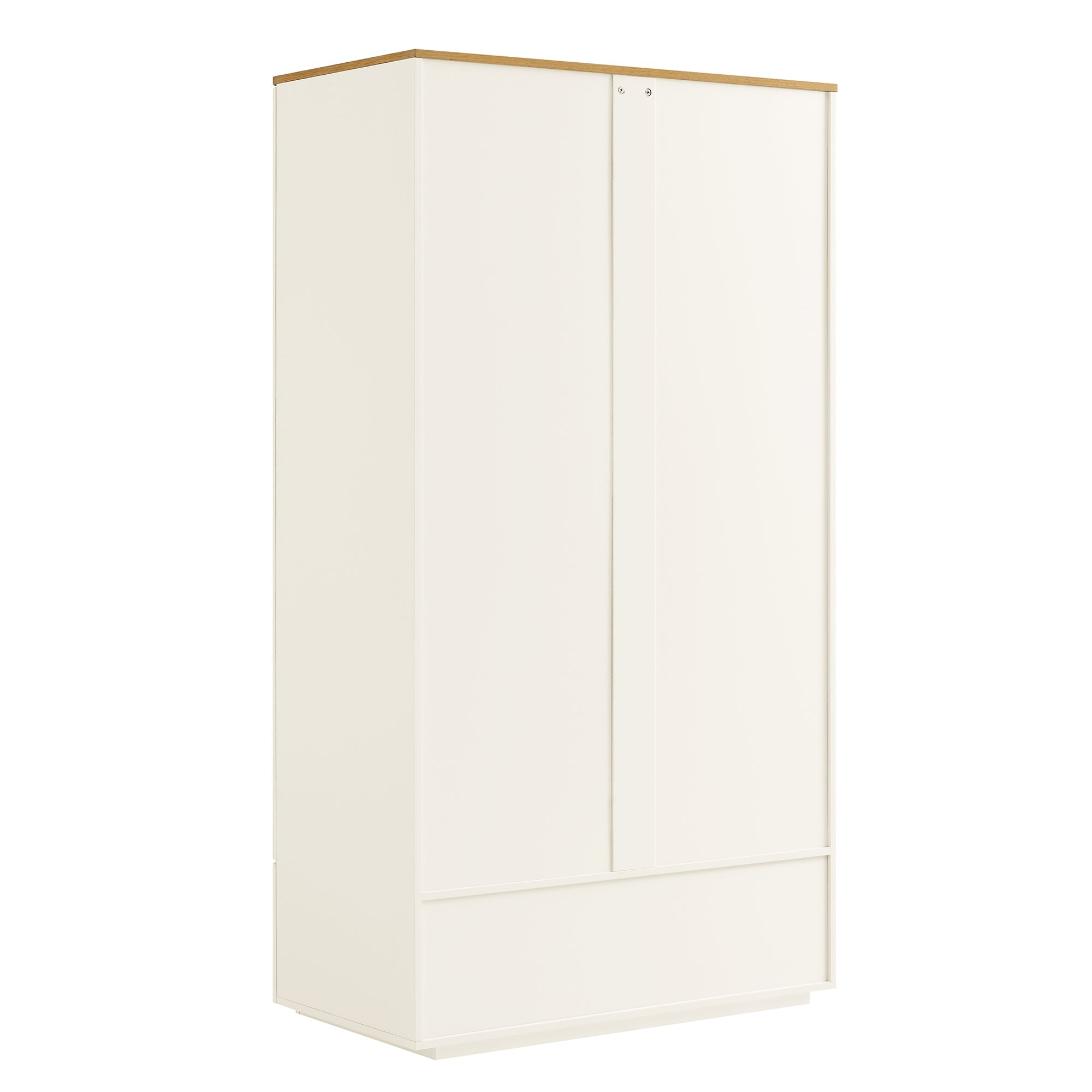 Agnes Curved Edge Double Closet, Off White with Oak Top