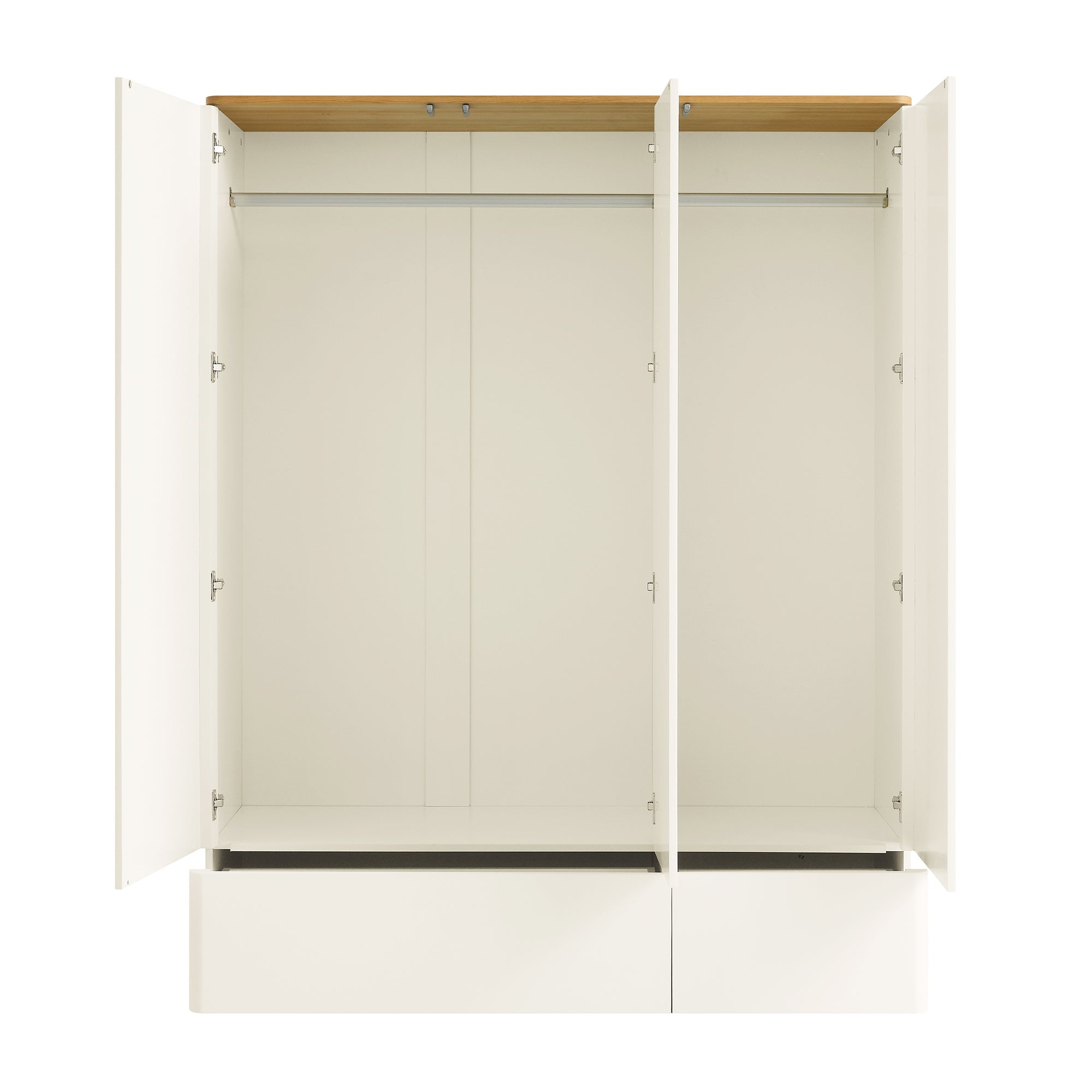 Agnes Curved Edge Triple Closet, Off White with Oak Top