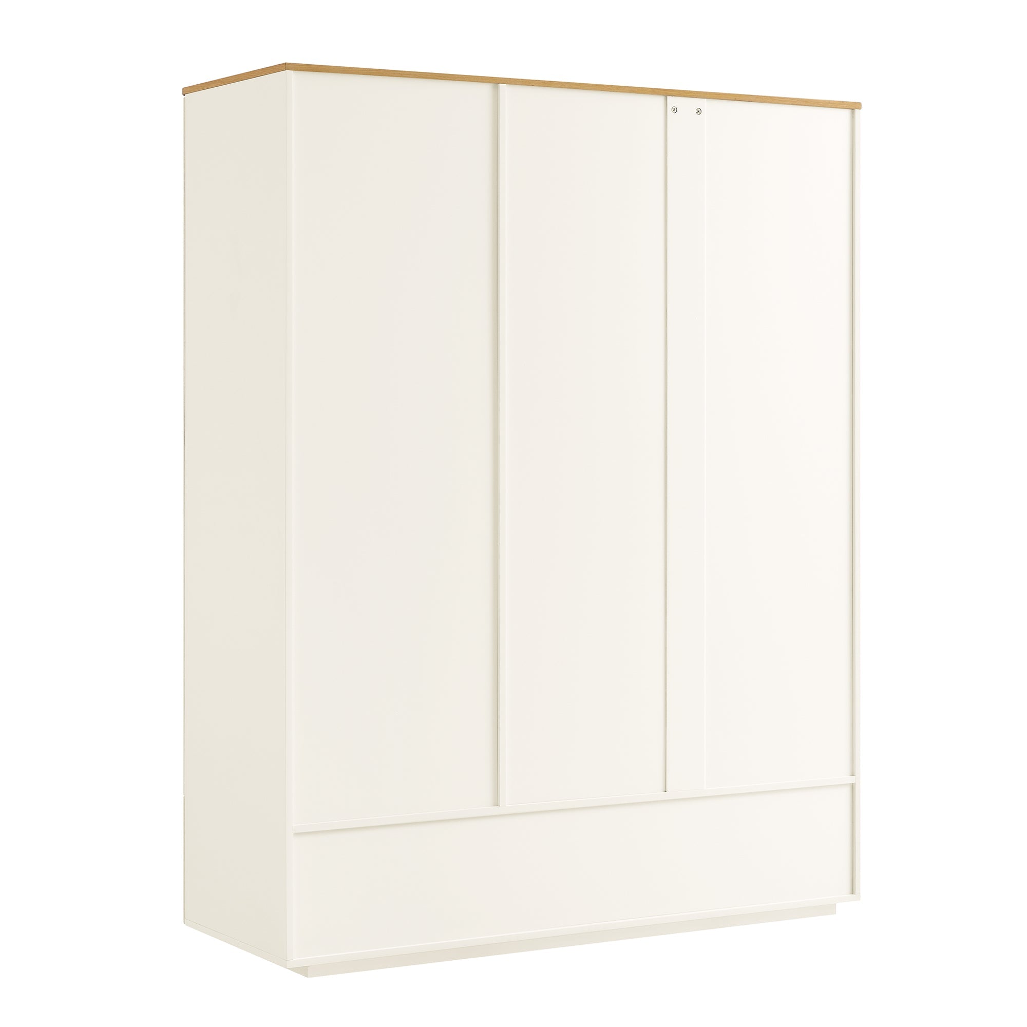 Agnes Curved Edge Triple Closet, Off White with Oak Top