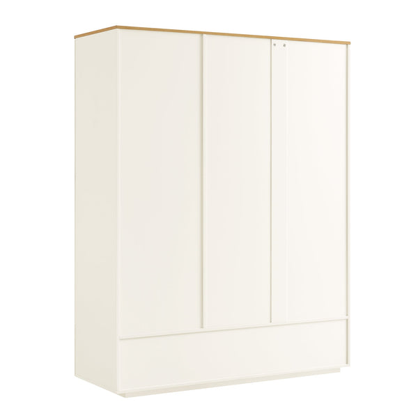 Agnes Curved Edge Triple Closet, Off White with Oak Top