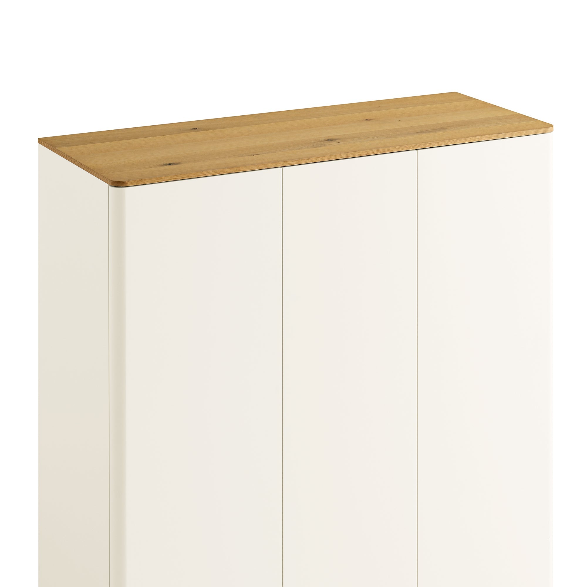 Agnes Curved Edge Triple Closet, Off White with Oak Top