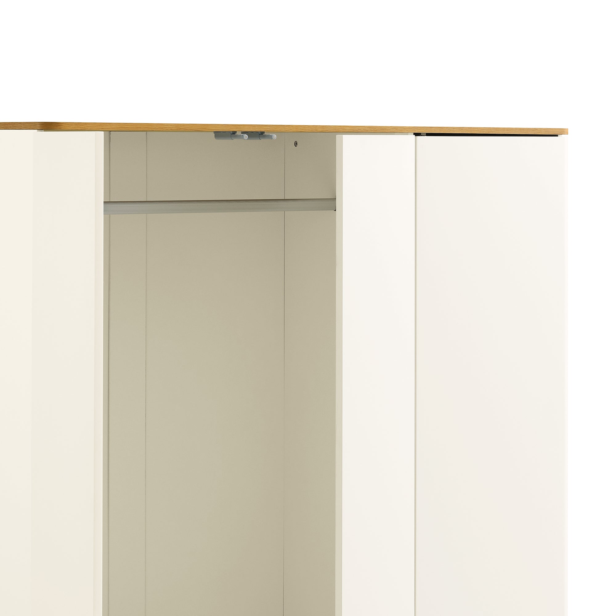 Agnes Curved Edge Triple Closet, Off White with Oak Top