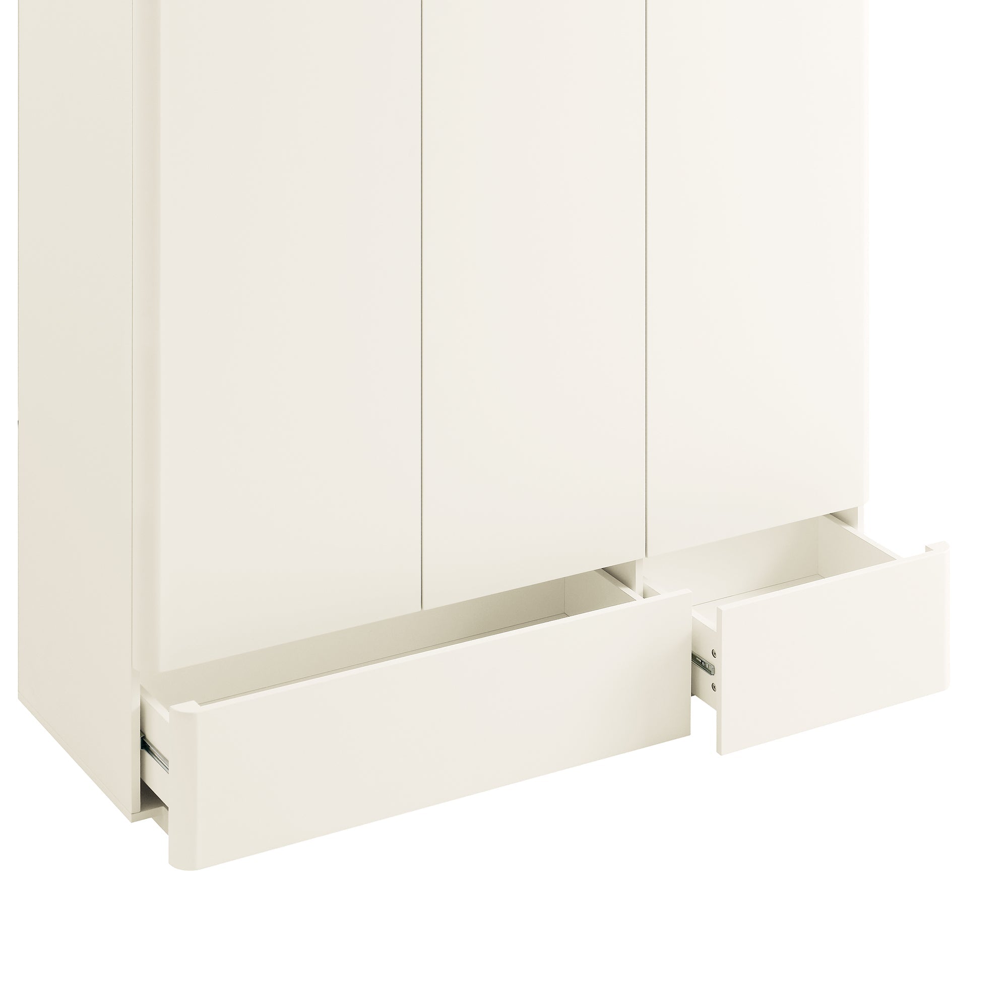 Agnes Curved Edge Triple Closet, Off White with Oak Top