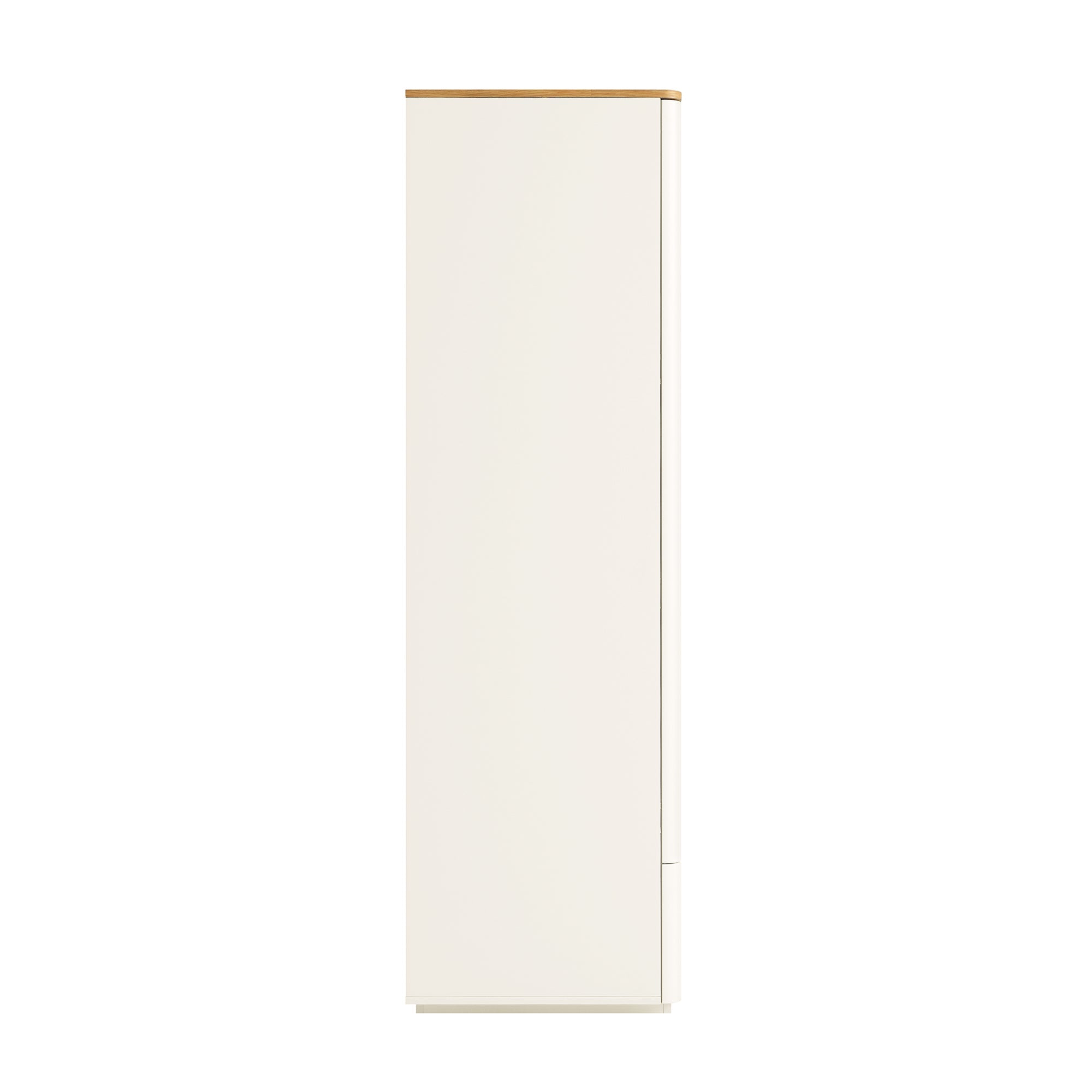 Agnes Curved Edge 4-Door Closet, Off White with Oak Top