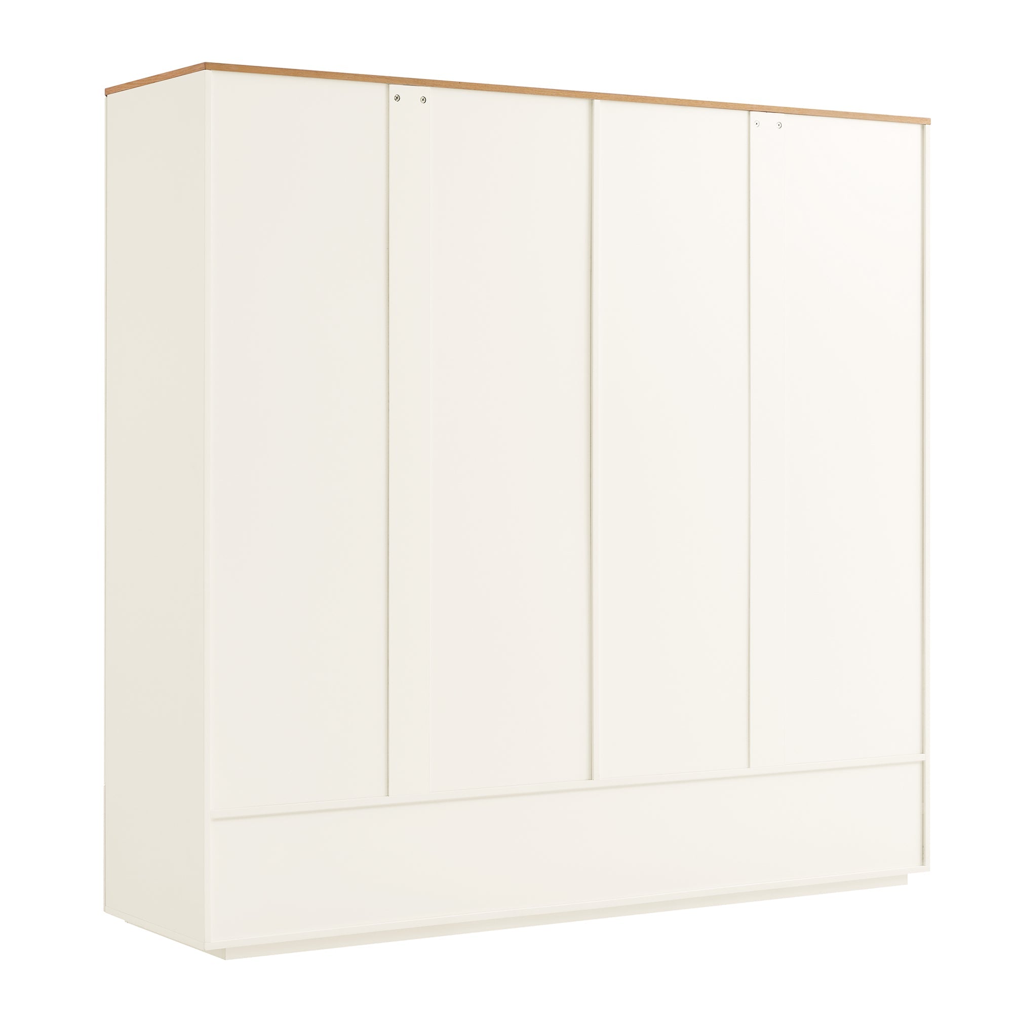 Agnes Curved Edge 4-Door Closet, Off White with Oak Top