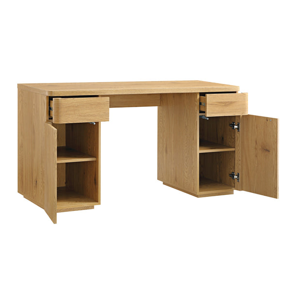 Agnes Curved Edge Desk with Storage, Natural