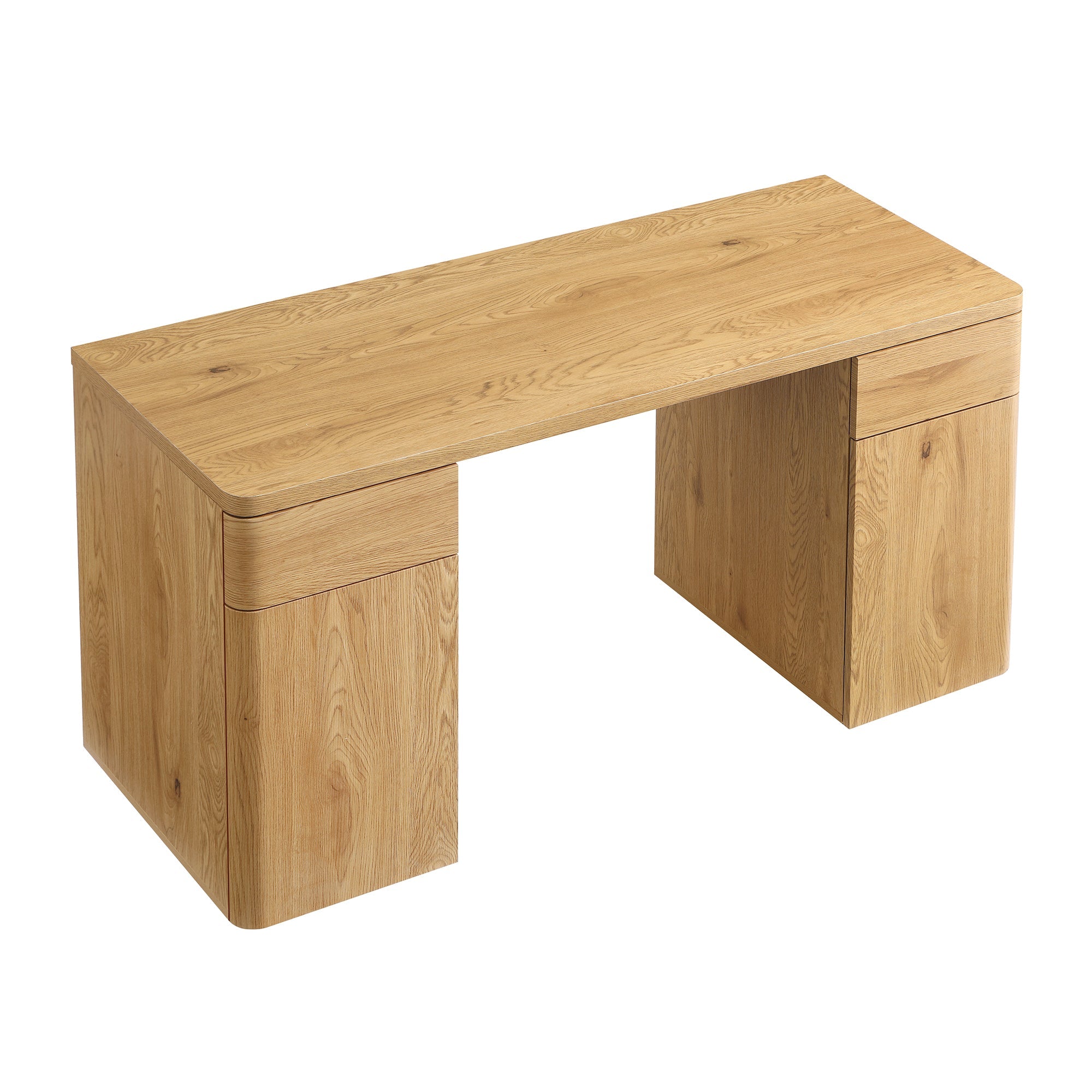 Agnes Curved Edge Desk with Storage, Natural