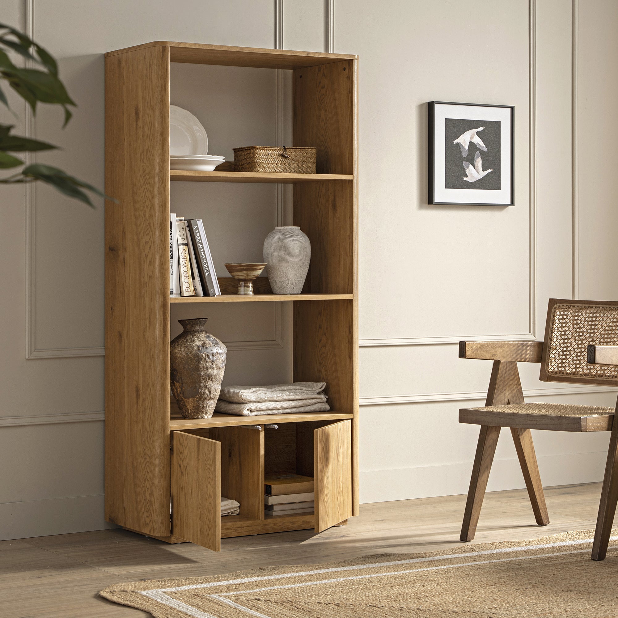 Agnes Curved Edge Bookcase, Natural