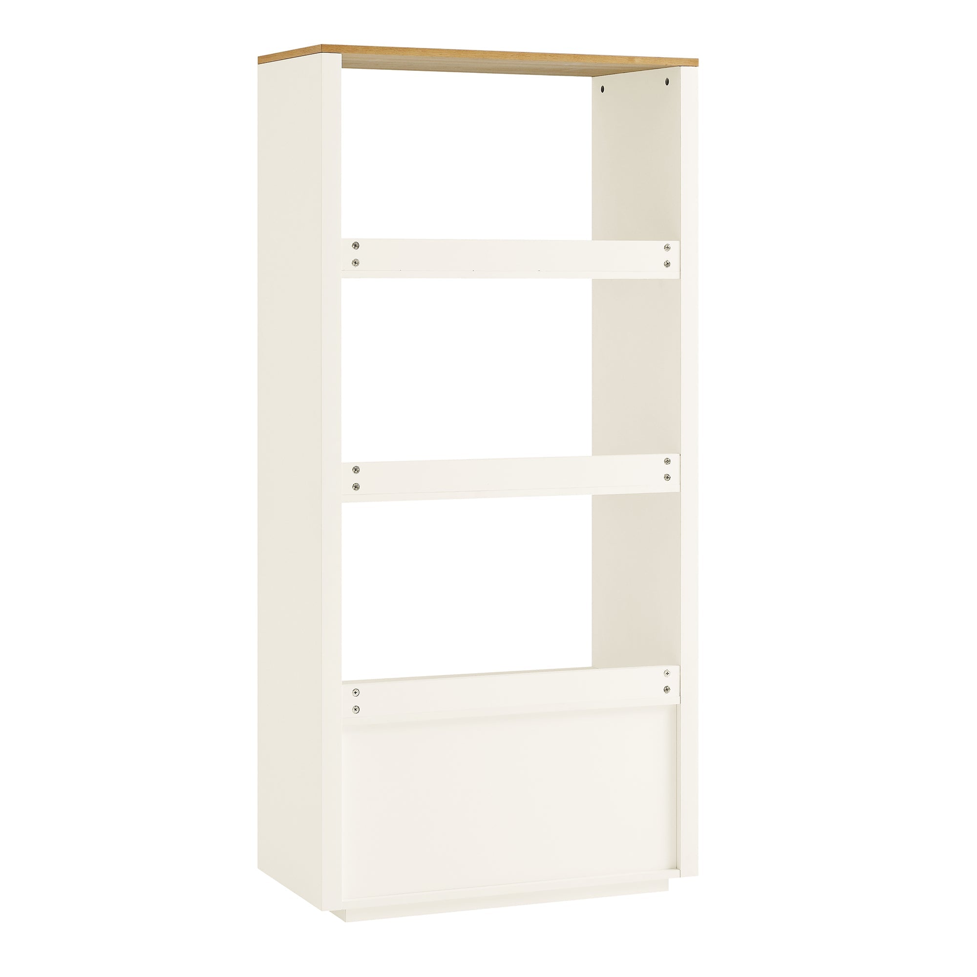 Agnes Curved Edge Bookcase, Off White with Oak Top