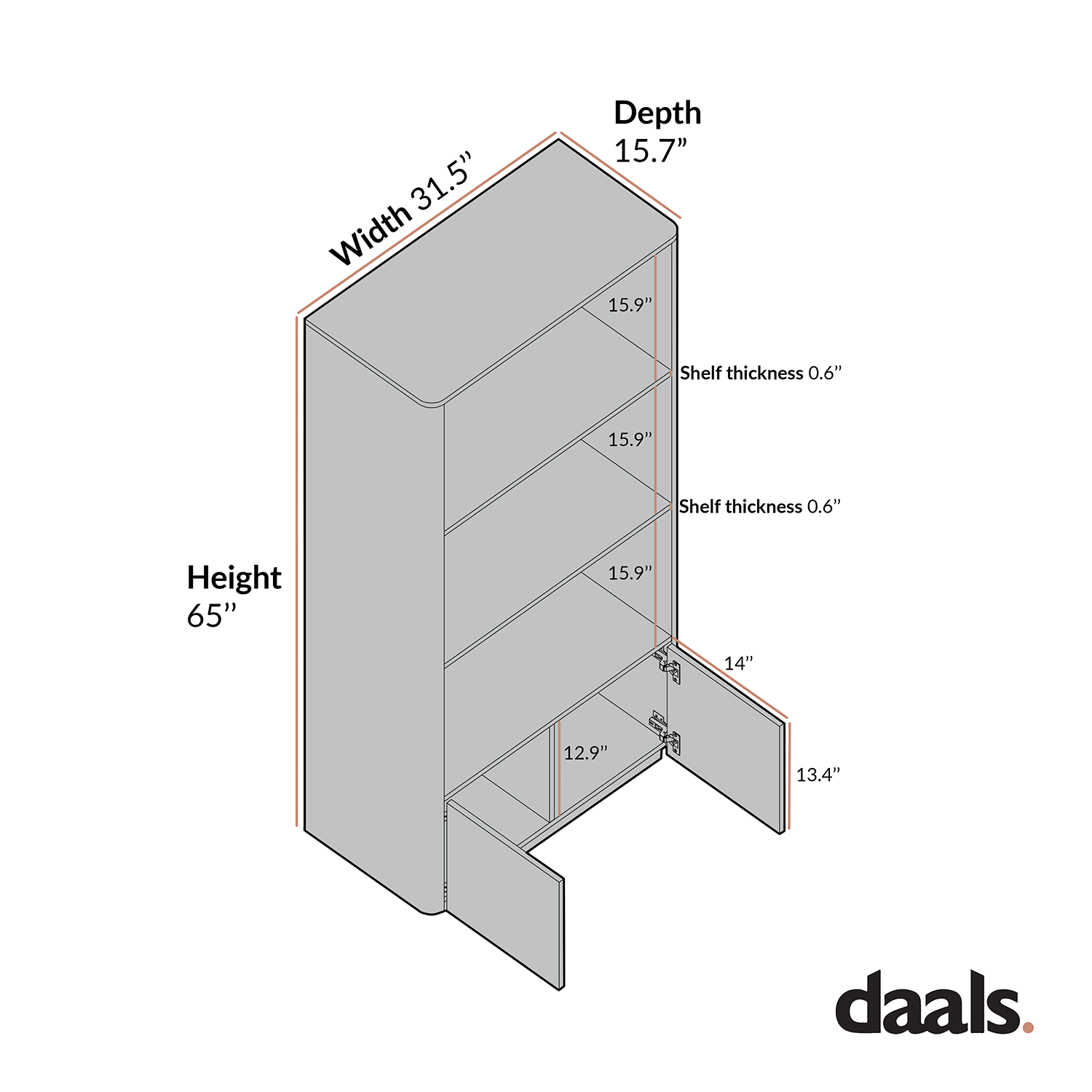 Agnes Curved Edge Bookcase, Dove Grey with Oak Top