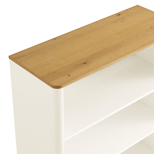 Agnes Curved Edge Dresser, Off White with Oak Top