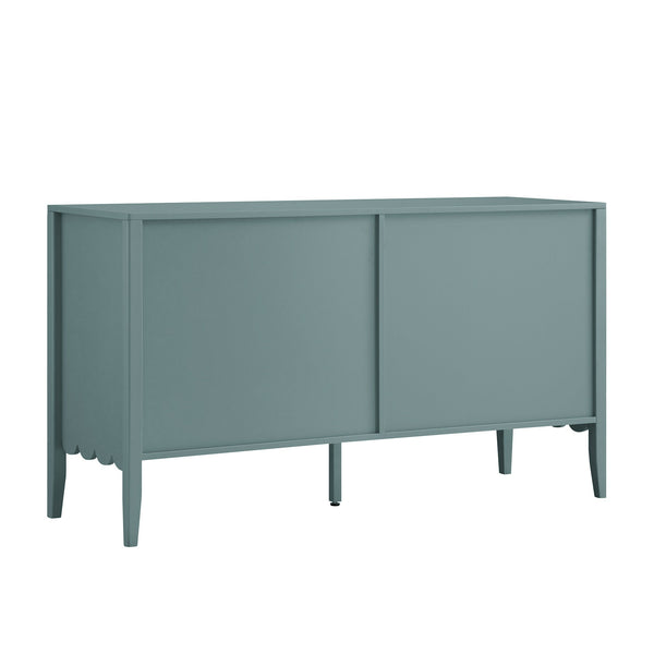 Henley Scalloped Edge 6 Drawer Wide Dresser, Blue Spruce