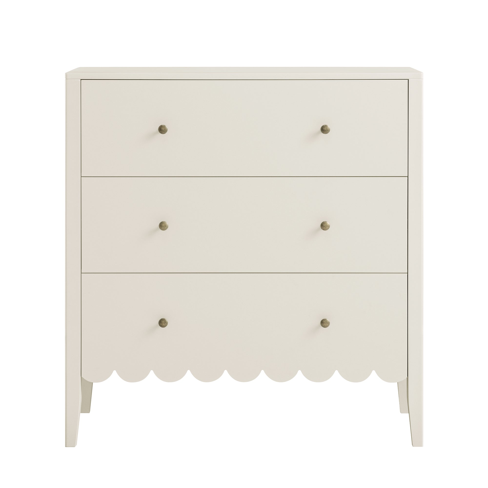 Henley Scalloped Edge 3 Drawer Dresser, Light Sand