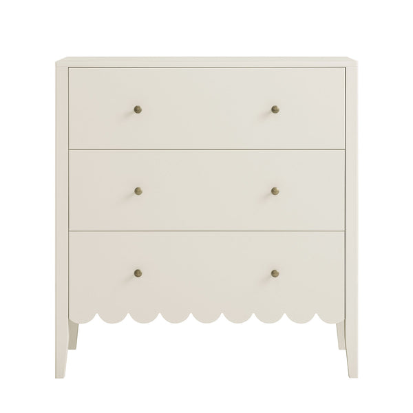 Henley Scalloped Edge 3 Drawer Dresser, Light Sand