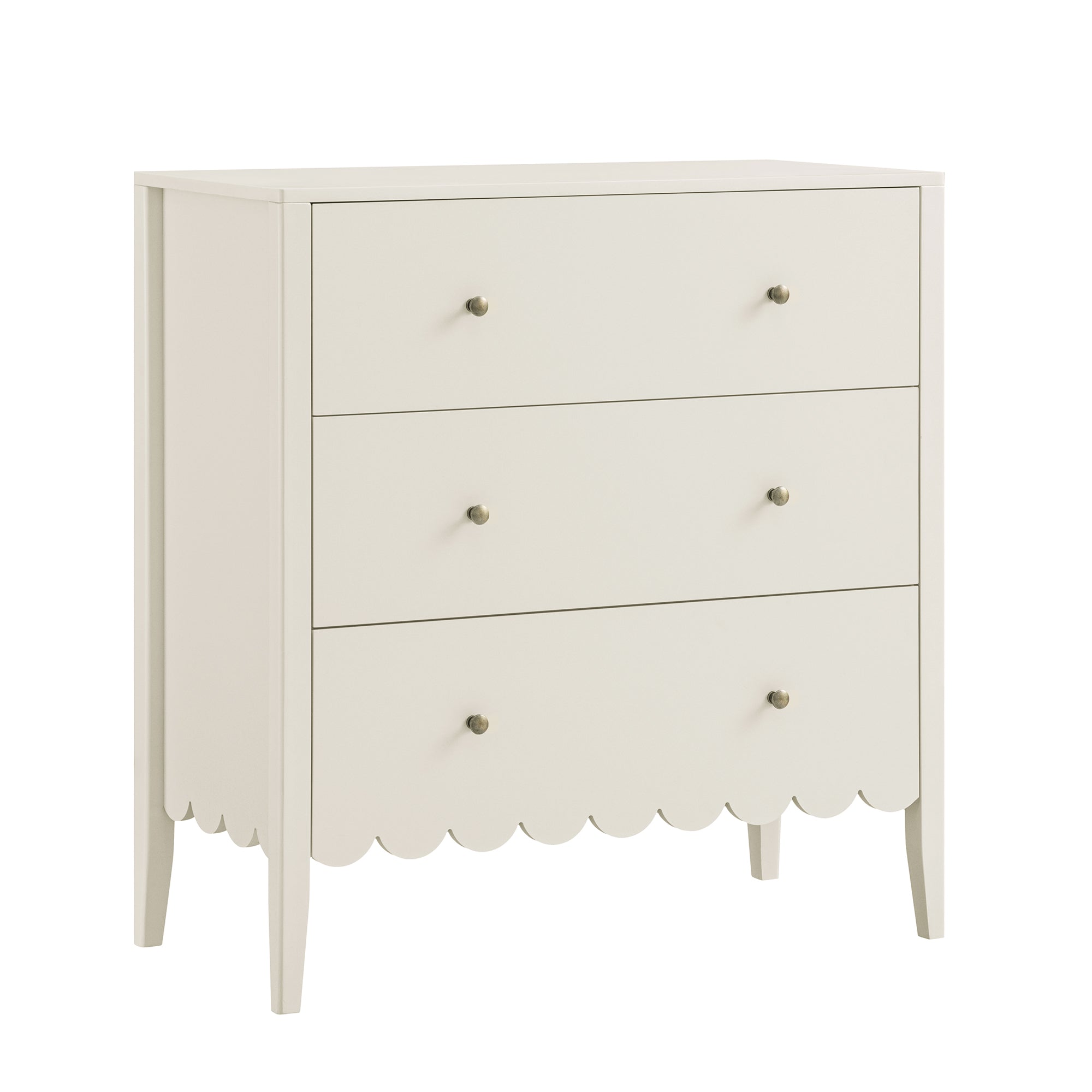 Henley Scalloped Edge 3 Drawer Dresser, Light Sand