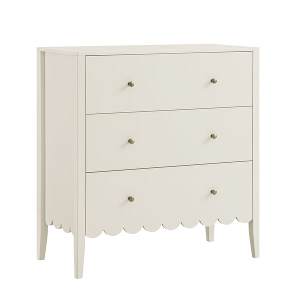 Henley Scalloped Edge 3 Drawer Dresser, Light Sand