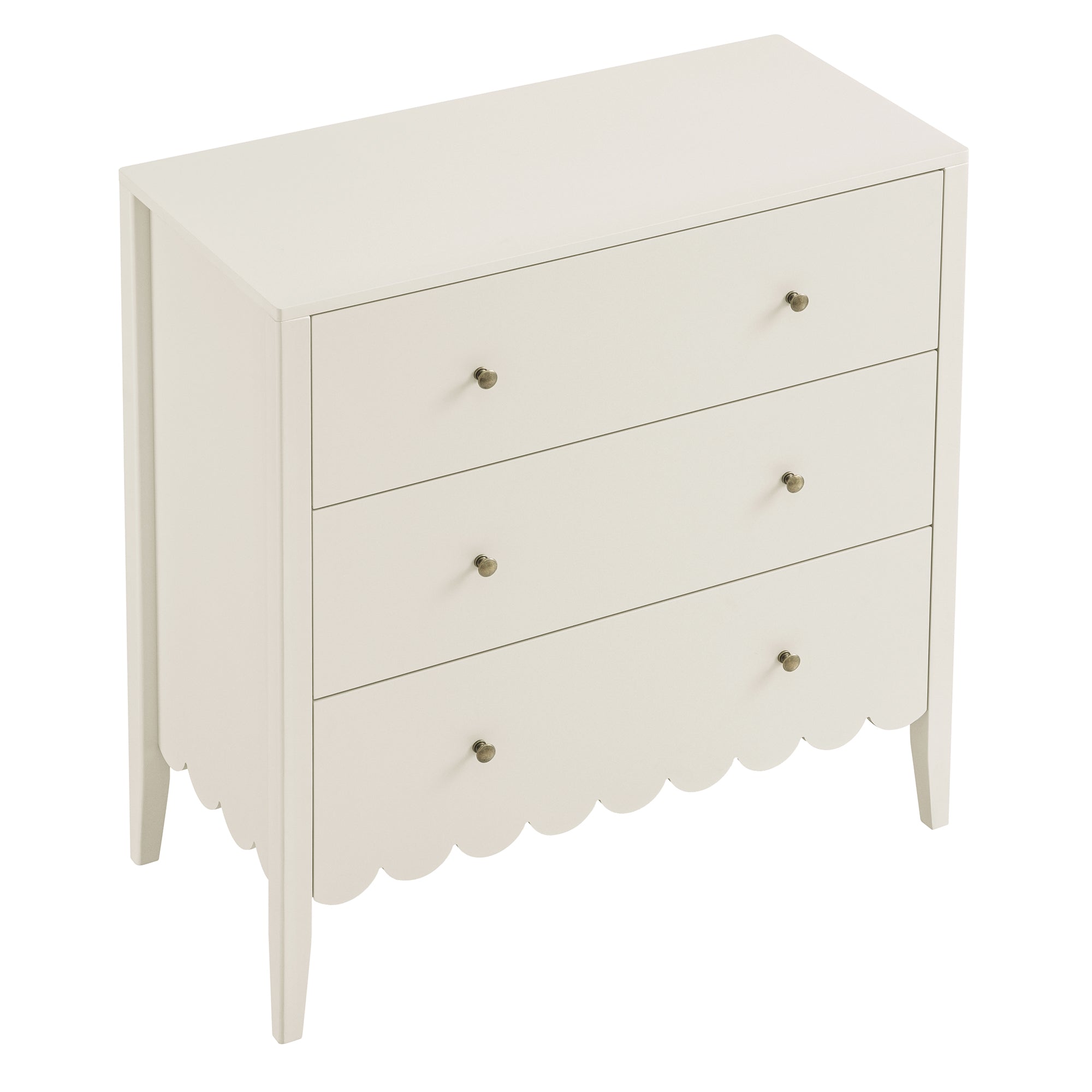 Henley Scalloped Edge 3 Drawer Dresser, Light Sand