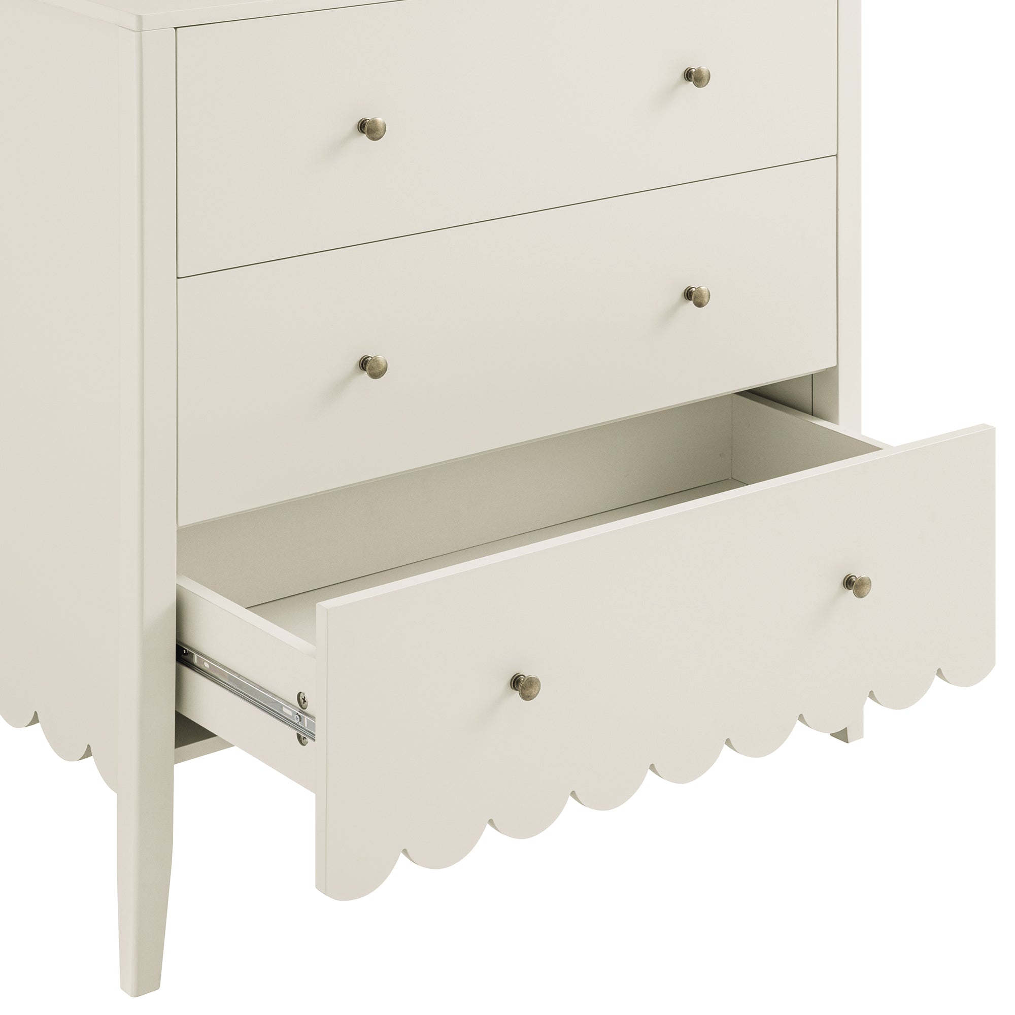 Henley Scalloped Edge 3 Drawer Dresser, Light Sand