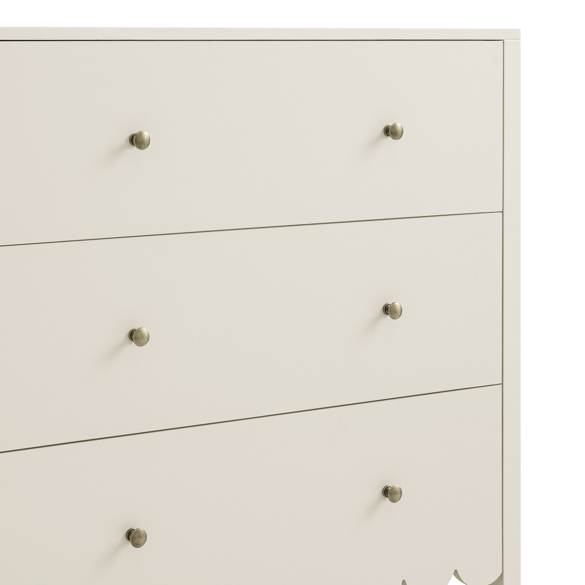 Henley Scalloped Edge 3 Drawer Dresser, Light Sand