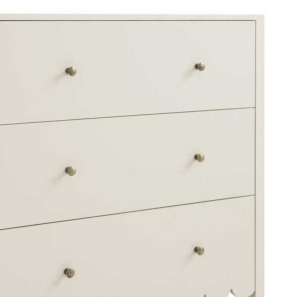 Henley Scalloped Edge 3 Drawer Dresser, Light Sand