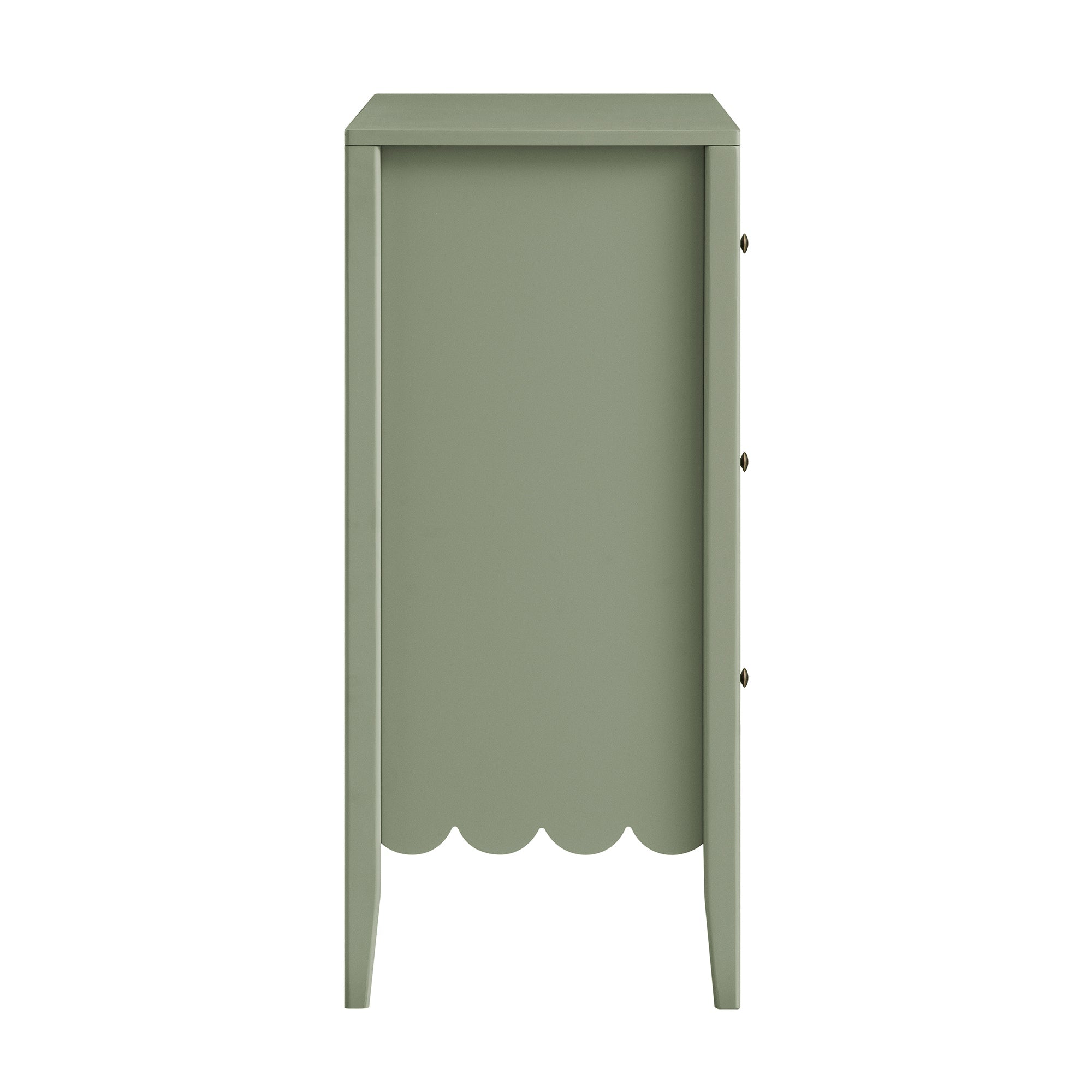 Henley Scalloped Edge 3 Drawer Dresser, Sage Green