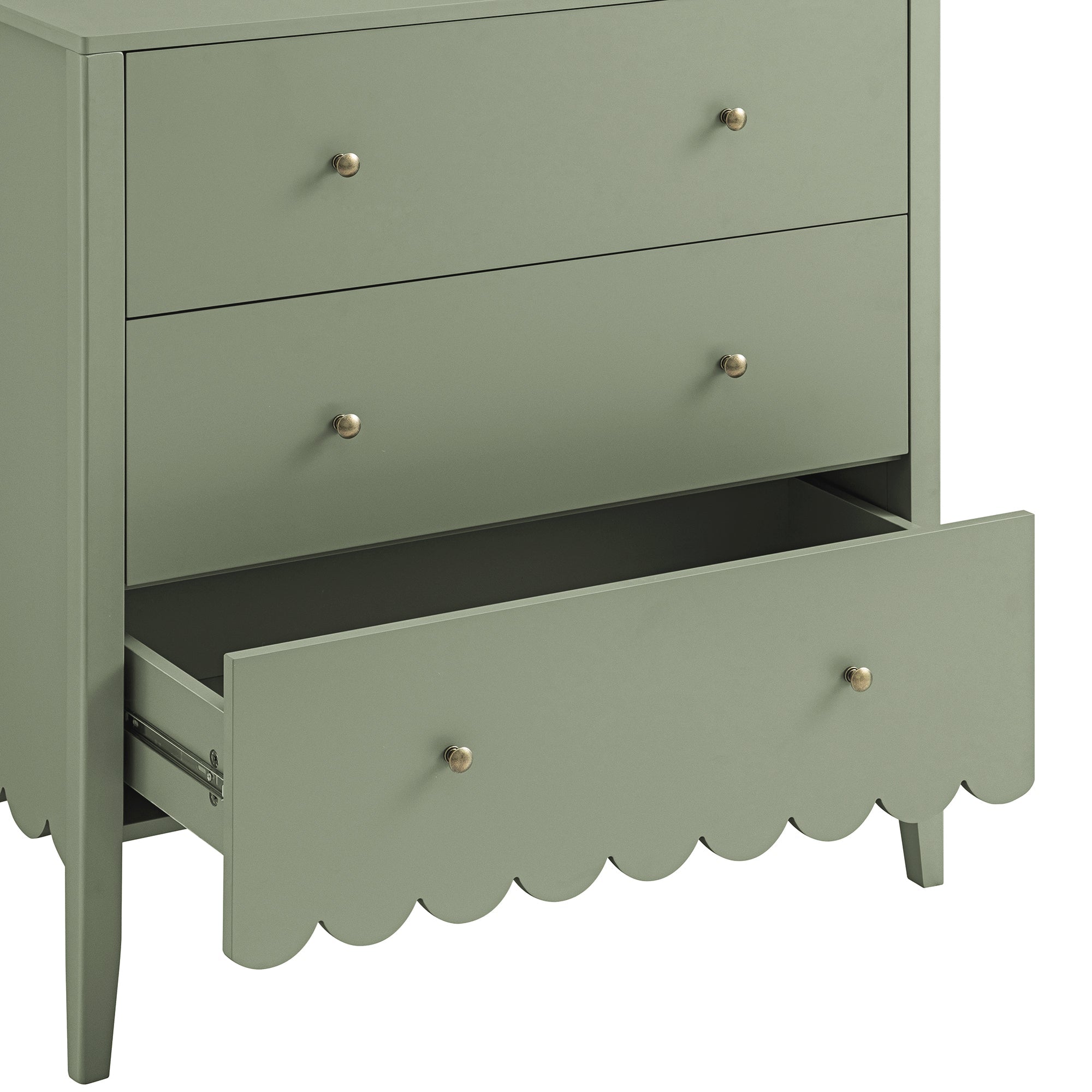 Henley Scalloped Edge 3 Drawer Dresser, Sage Green