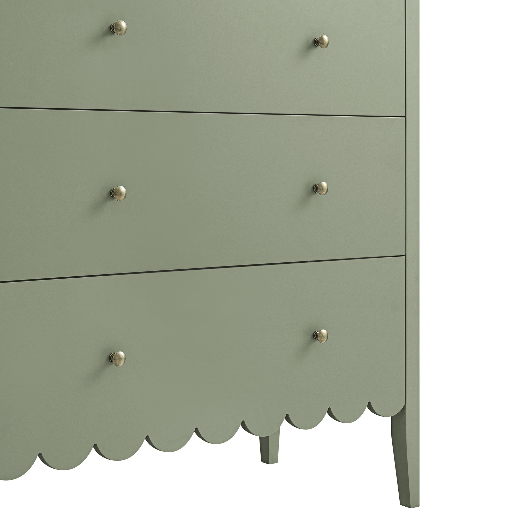 Henley Scalloped Edge 3 Drawer Dresser, Sage Green