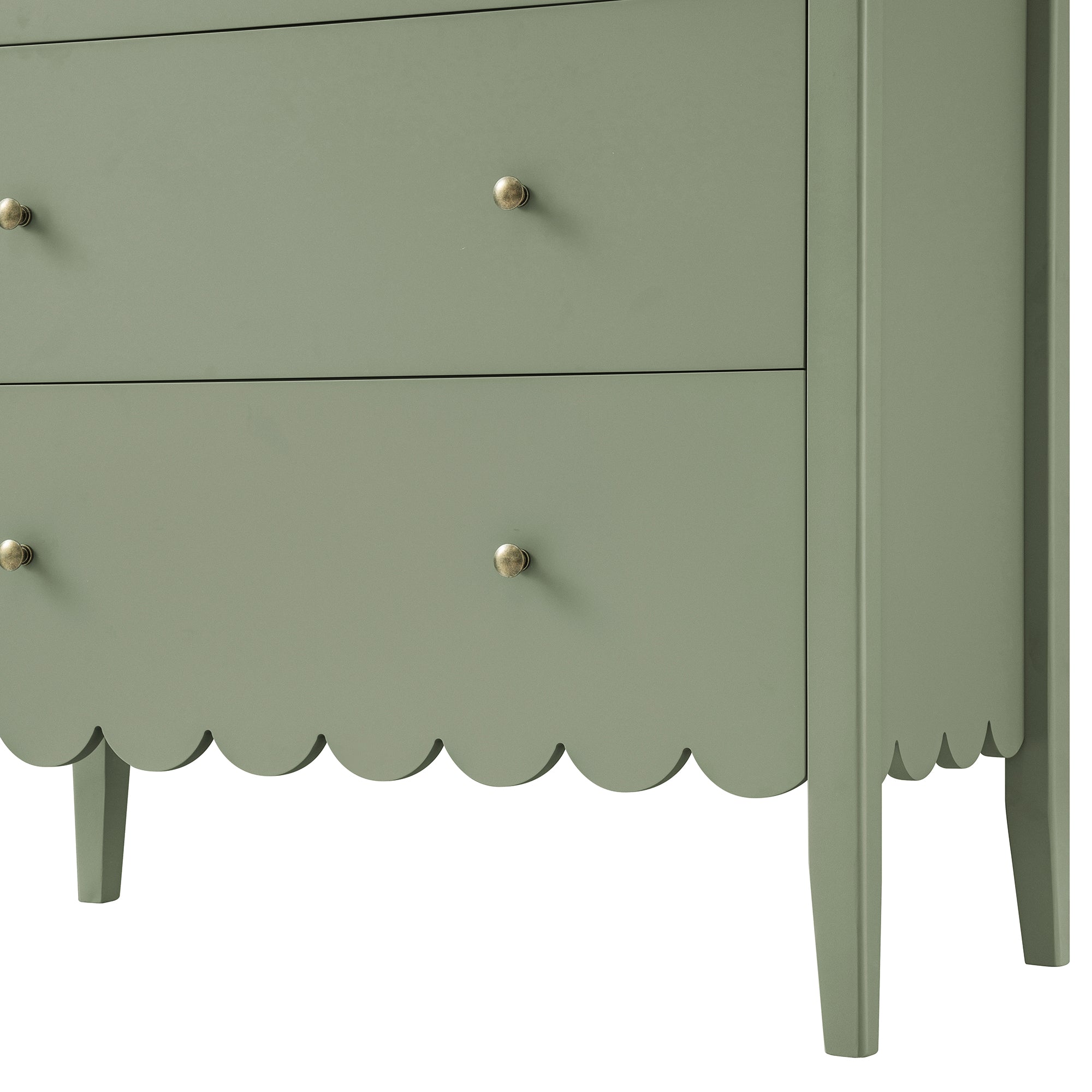 Henley Scalloped Edge 3 Drawer Dresser, Sage Green