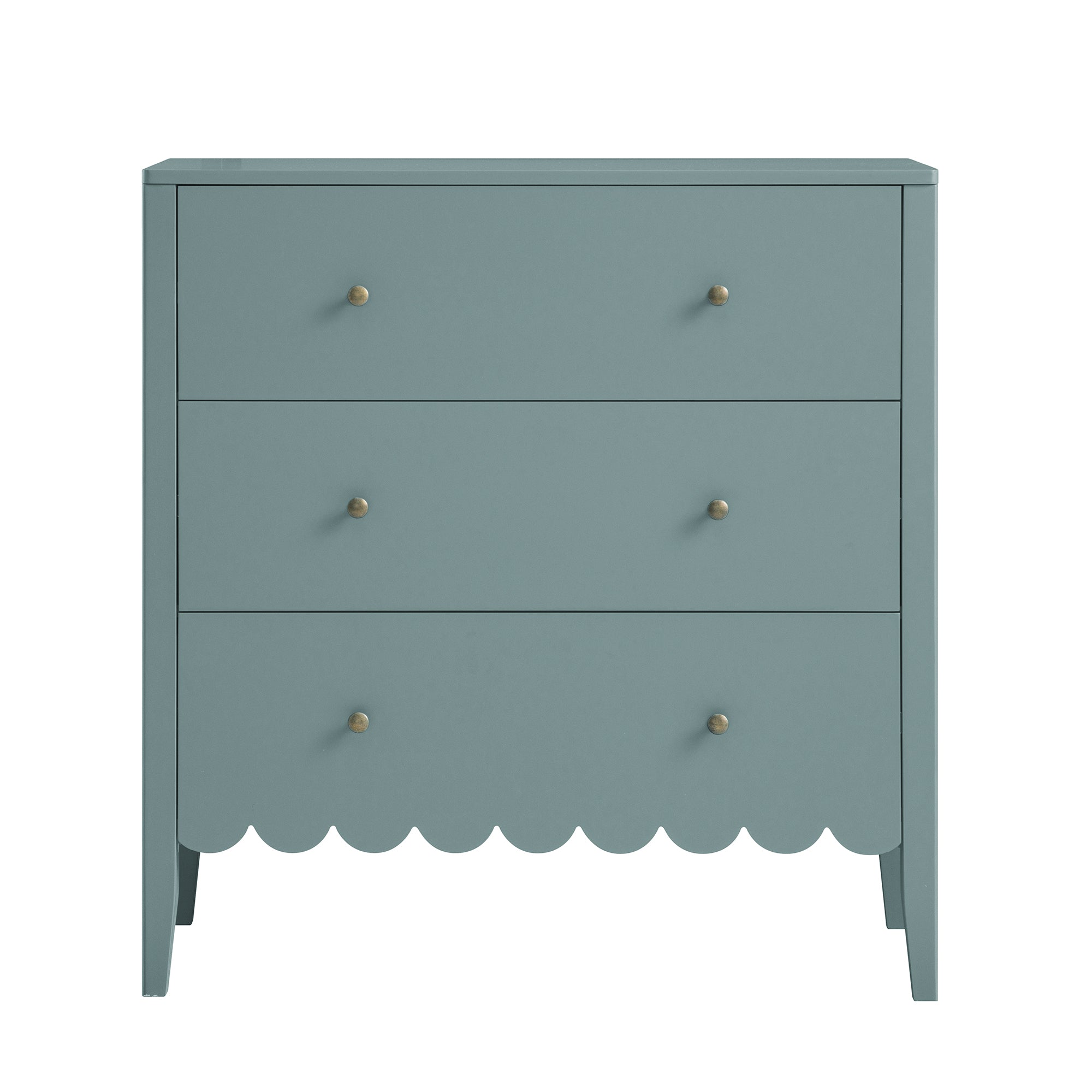 Henley Scalloped Edge 3 Drawer Dresser, Blue Spruce