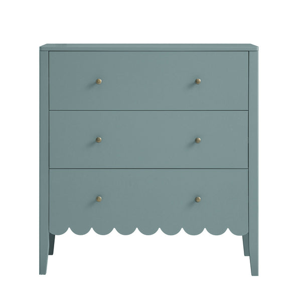 Henley Scalloped Edge 3 Drawer Dresser, Blue Spruce