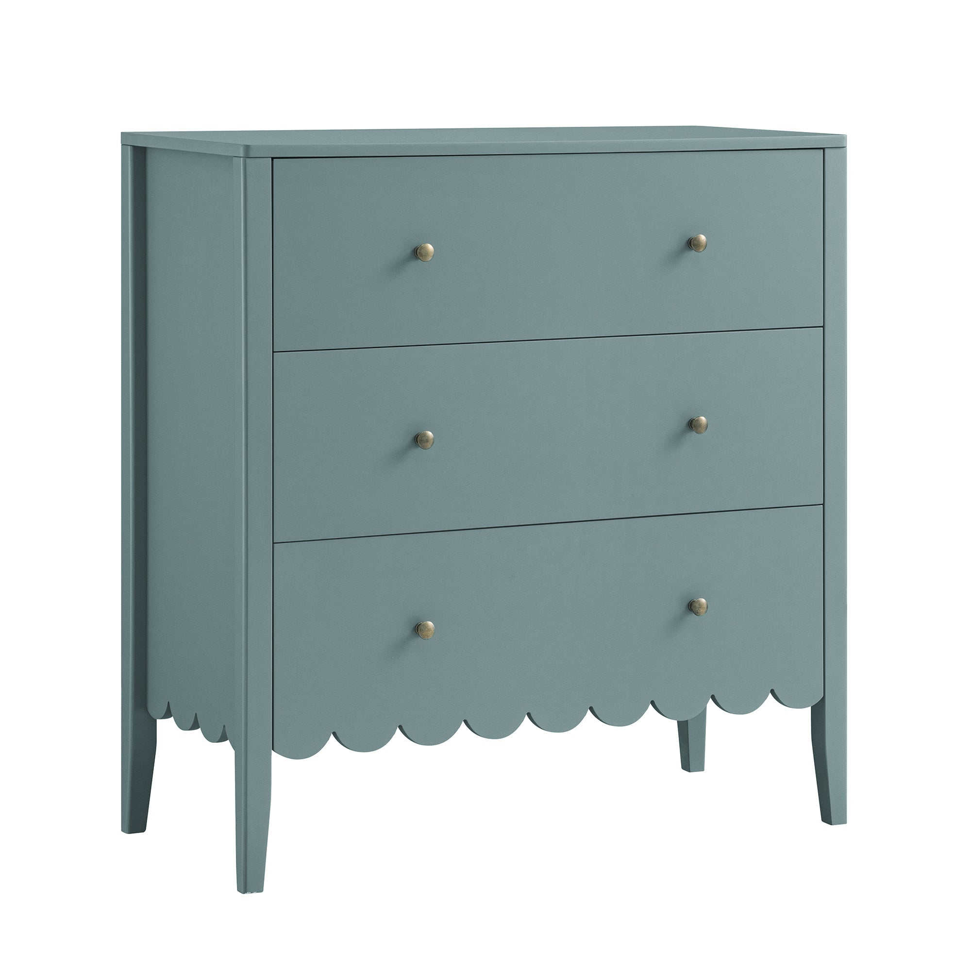 Henley Scalloped Edge 3 Drawer Dresser, Blue Spruce