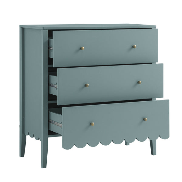 Henley Scalloped Edge 3 Drawer Dresser, Blue Spruce