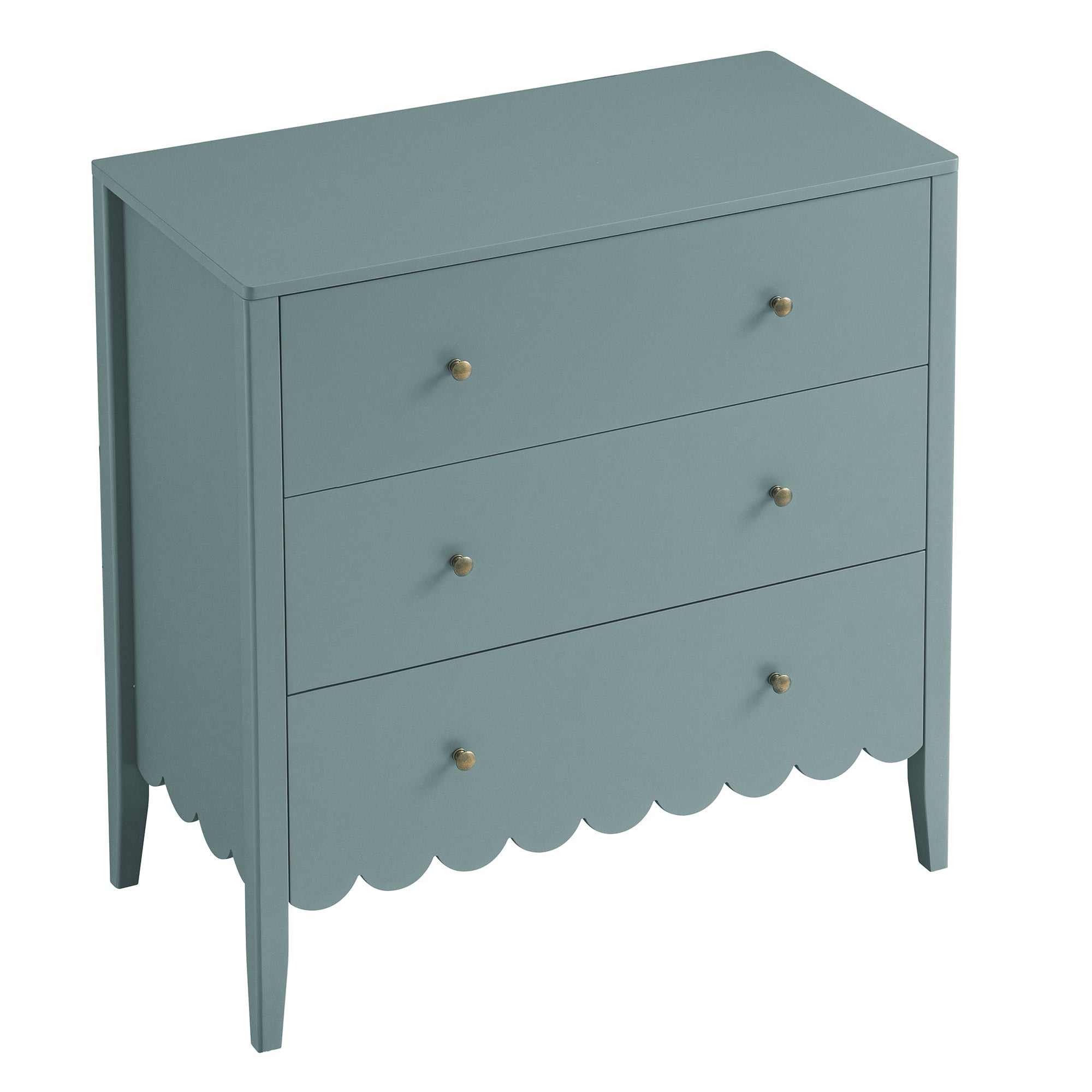 Henley Scalloped Edge 3 Drawer Dresser, Blue Spruce